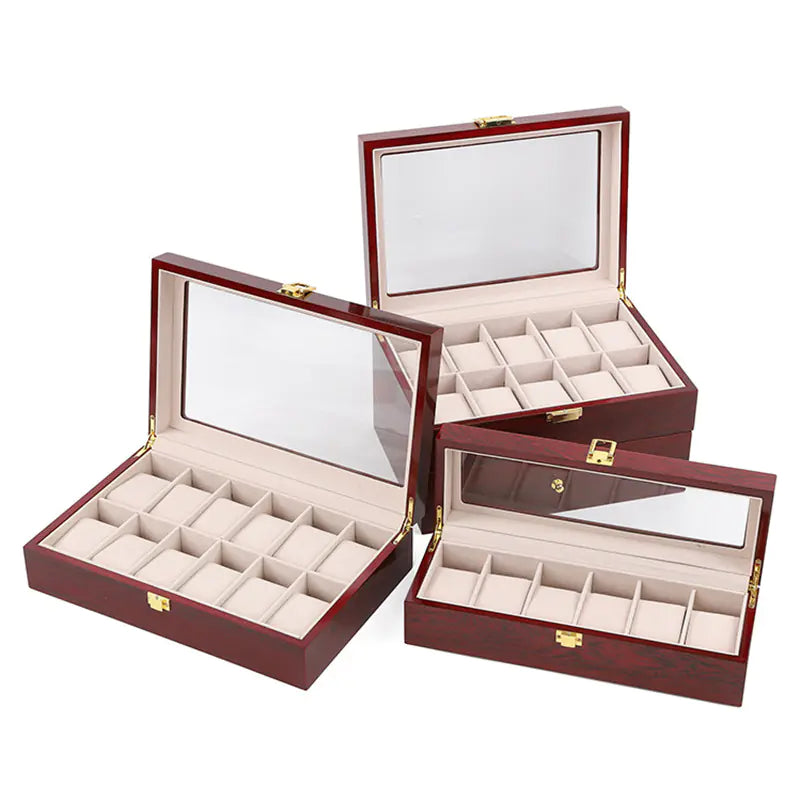 Wooden Watch Box with Dual Layers for 10-20 Watches