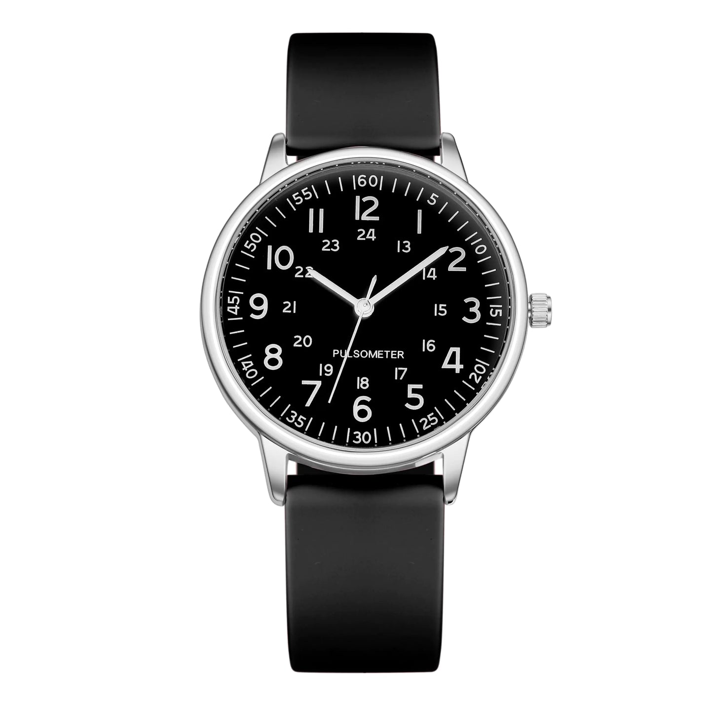 LAIMAI Womens Quartz Watches Nurses and Doctors Ladies Luminous Easy Reader Watch Dial Silicone Watch Waterproof(0077 BK BK)