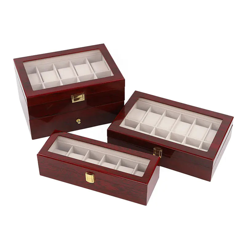 Wooden Watch Box with Dual Layers for 10-20 Watches