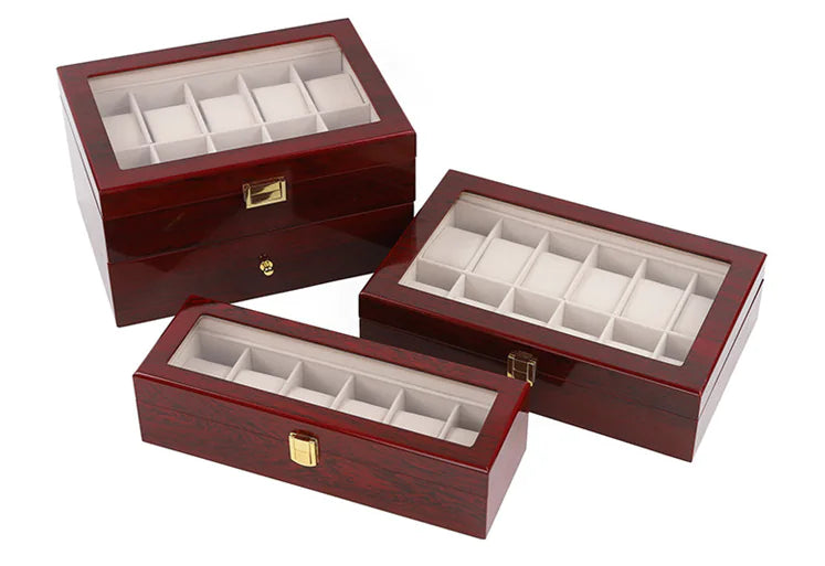 Wooden Watch Box with Dual Layers for 10-20 Watches