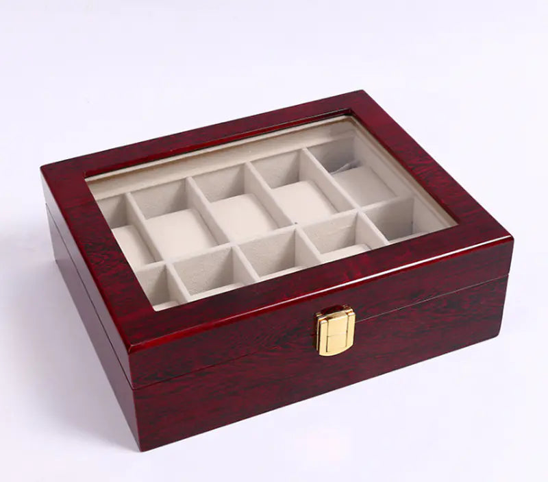 Wooden Watch Box with Dual Layers for 10-20 Watches