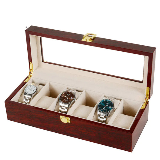 Wooden Watch Box with Dual Layers for 10-20 Watches
