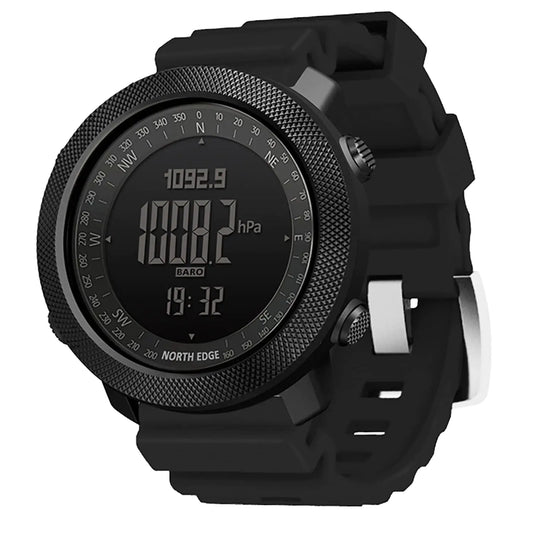 HOOSHU Tactical Watches for Men Digital Outdoor Survival Military Rock Solid Digital Watches with Durable Band Steps Tracker Pedometer Calories Apache (Silica Black)