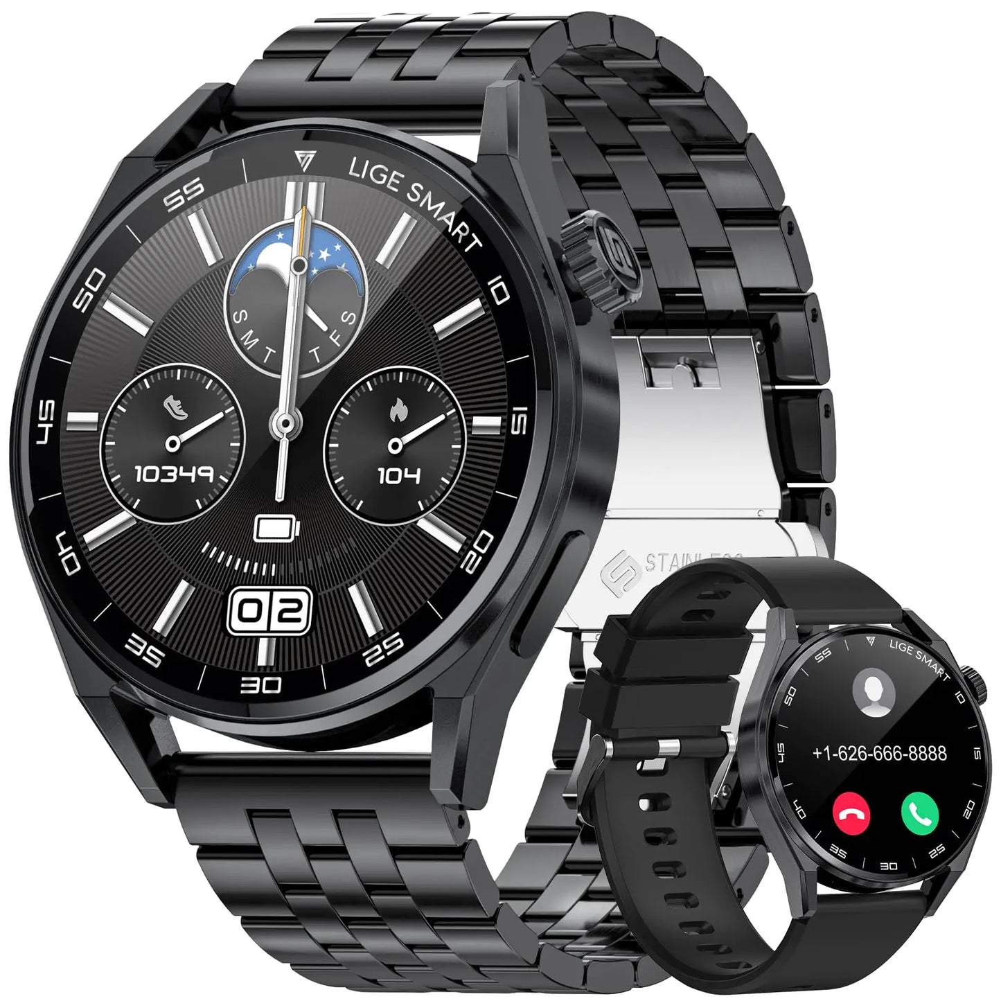 Smart Watches for Men Bluetooth Call (Answer/Make Call) 1.39 IP68 Smartwatch for Android Phones and iPhone Compatible with Heart Rate/SpO2/Blood Pressure Voice Assistant Calculator Pedometer