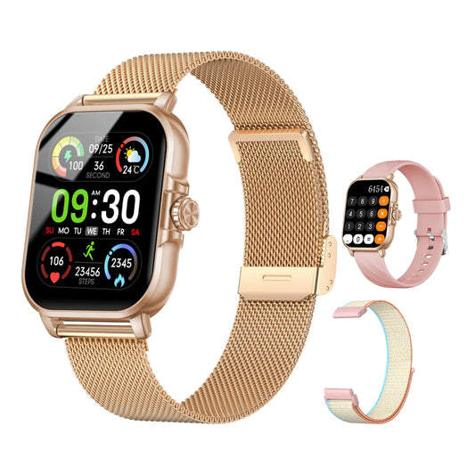 Smart Watches for Women Men Fitness Tracker Watch 2.04 HD Screen Smart Watch with Chat Gpt AI Voice 3 Bands Step Counter 24/7 Heart Rate Sleep Monitor Smartwatch for Android iOS (Rose Gold)